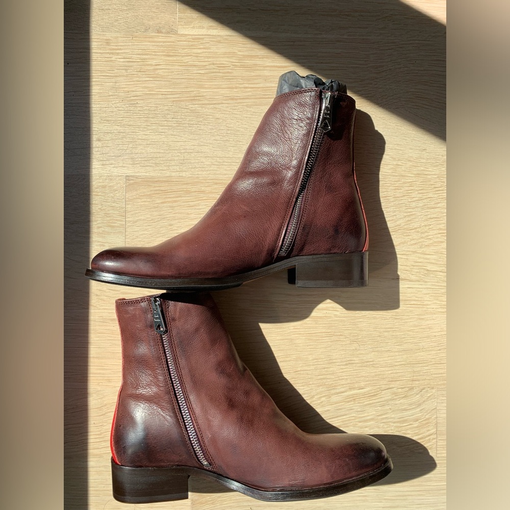 Women's Paul Smith Calf Leather Zip Ankle Boots - Adalia Bordo new w/box EU 38